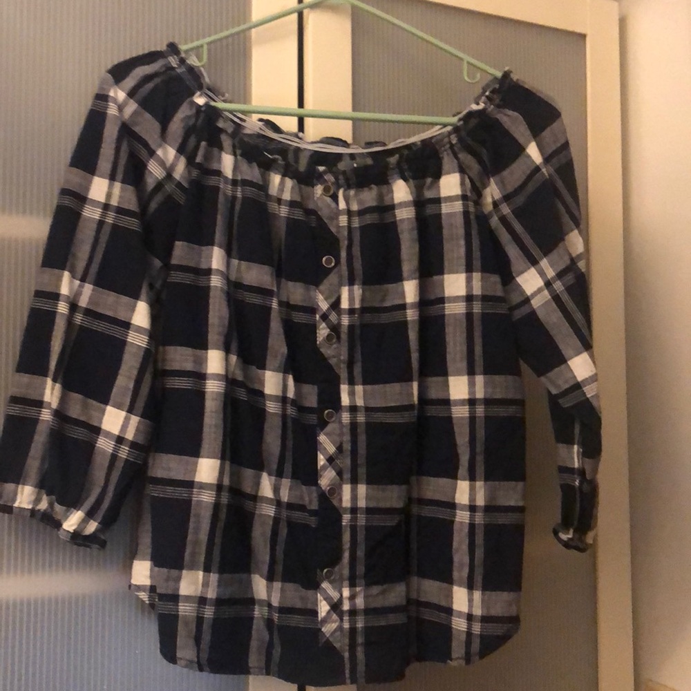 NY & Co Size M Navy & White top